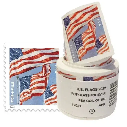 U.S Flag 2022 Forever Stamps Roll Of 100