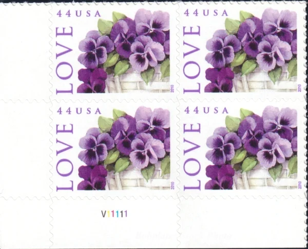 44c Love Series: Pansies in a Basket 2010 Stamps Sheets
