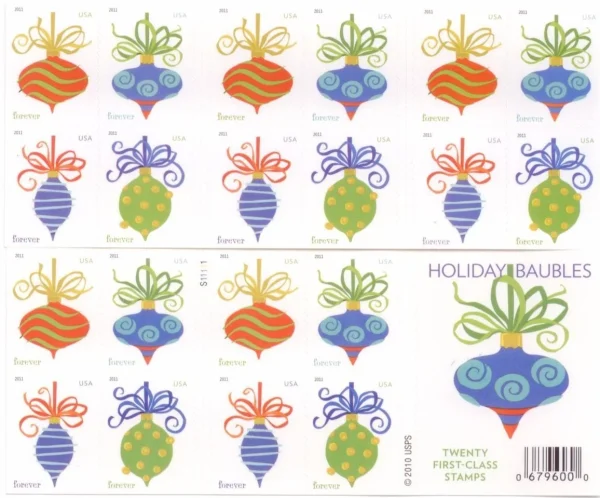2011 "Holiday Baubles" Forever Stamps Booklets