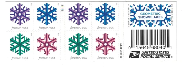 2015 "Geometric Snowflakes" Forever Stamps 100pcs