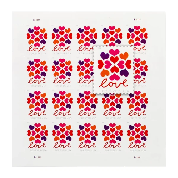 2019 "Hearts Blossom" Forever Stamps 100pcs