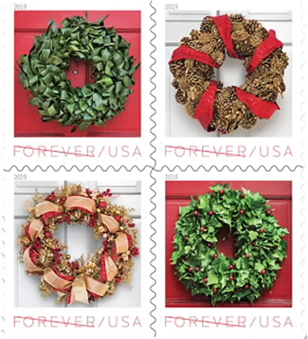 2019 "Holiday Wreaths" Forever Stamps 100pcs