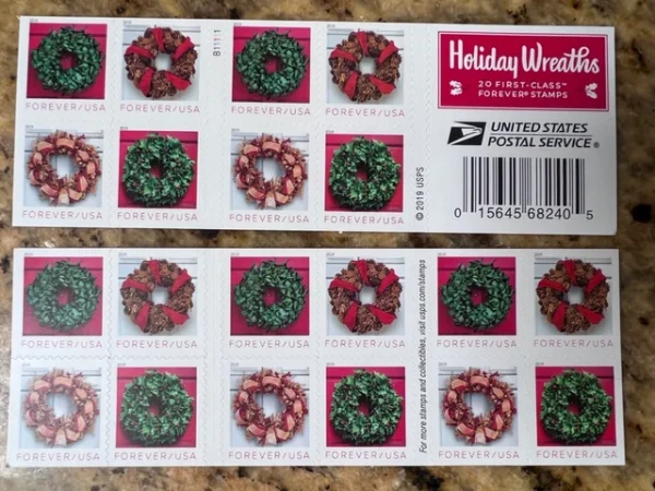 2019 "Holiday Wreaths" Forever Stamps 100pcs