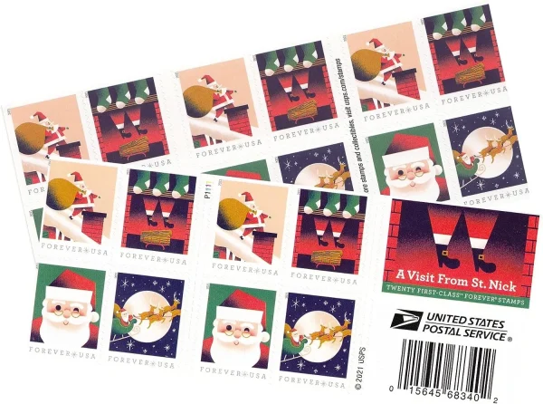 2021 "A Visit from St. Nick" Forever Stamps 100pcs