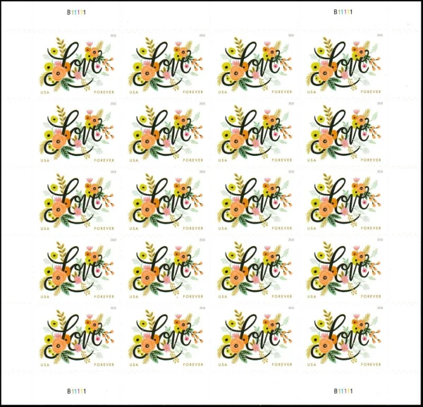 2018 "Love Flourishes" Forever Stamps 100pcs