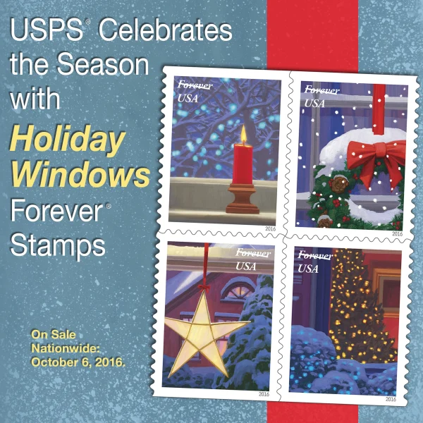 2016 "Holiday Windows" Forever Stamps 100pcs