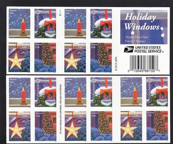 2016 "Holiday Windows" Forever Stamps 100pcs
