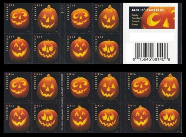 2016 "Jack-O'-Lanterns" Forever Stamps 100pcs