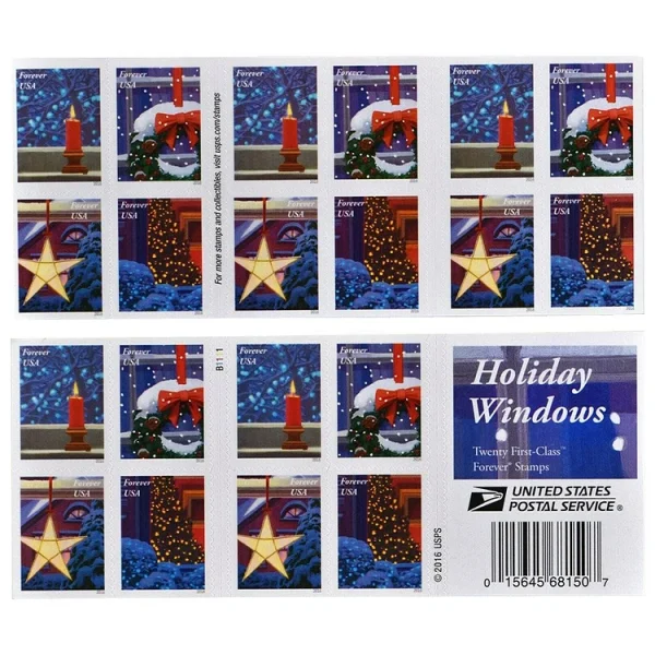 2016 "Holiday Windows" Forever Stamps 100pcs