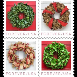 2019 "Holiday Wreaths" Forever Stamps 100pcs