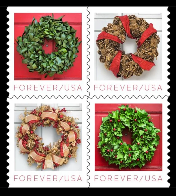 2019 "Holiday Wreaths" Forever Stamps 100pcs