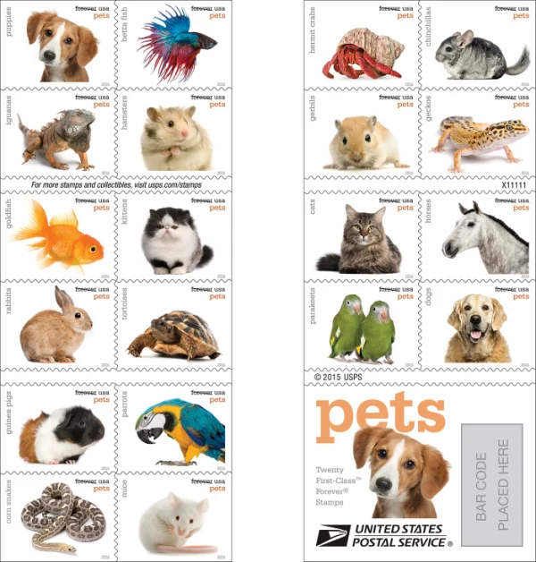 2016 "Pets" Forever Stamps 100pcs