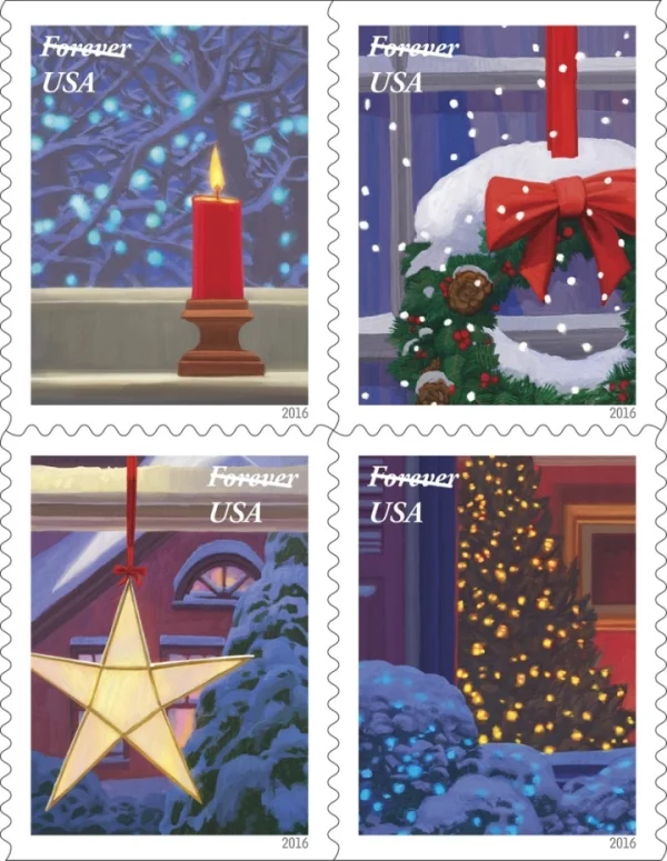 2016 "Holiday Windows" Forever Stamps 100pcs