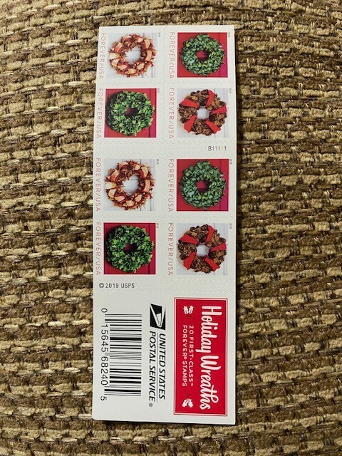 2019 "Holiday Wreaths" Forever Stamps 100pcs