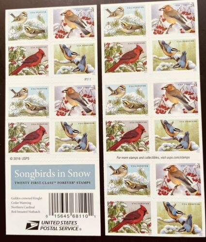 2016 "Songbirds in Snow" Forever Stamps 100pcs
