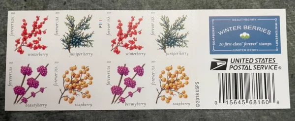 2019 "Winter Berries" Forever Stamps 100pcs
