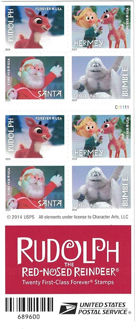 2014 "Rudolph the Red-Nosed Reindeer" Forever Stamps 100pcs