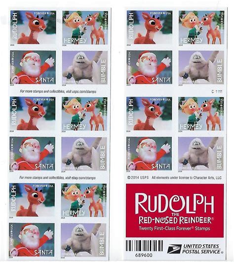 2014 "Rudolph the Red-Nosed Reindeer" Forever Stamps 100pcs