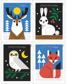 2023 "Winter Woodland Animals" Forever Stamps 100pcs